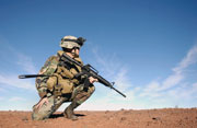 image of moon Soldier armed with a M16 assault rifle.
