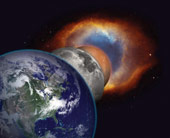 image of moon Illustration of Earth, Moon, planets, and galaxy.