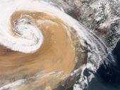 image of moon Dust storm over China.