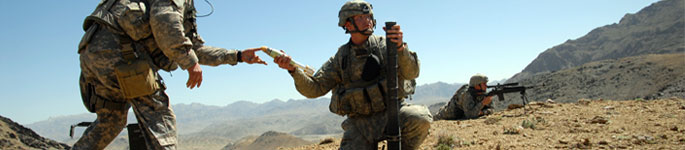 Soldiers providing fire support using 60mm mortar rounds.