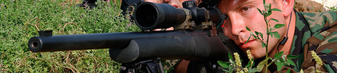 Soldier practices his sniper skills.