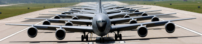 KC-135 Stratotankers demonstrate the elephant walk formation