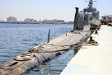 ACH100295M
A Libyan Navy Foxtrot-class military submarine moored to the pier in Benghazi, Libya.