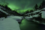 AHE100103S
Aurora Borealis over Tennevik River, Troms, Norway.