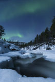AHE100112S
Moonlight and aurora over Tennevik River, Troms, Norway.