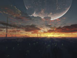 BCH100037S
The view from an alien moon towards the massive planet it orbits.