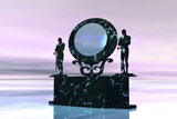 CFR100109S
Statues stand near a dimensional portal to another universe.