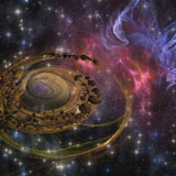 CFR100254S
Large rocks swirl around and form a planet in the cosmos.