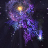 CFR100281S
A shooting star radiates out from a black hole in the center of a galaxy.