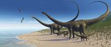 CFR200018P
A Diplodocus herd comes down to a lake for a drink of water.