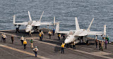 GCA100211M
Two F/A-18 Super Hornet aircraft on the flight deck of USS George H.W. Bush.