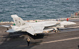 GCA100212M
An F/A-18E Super Hornet on the flight deck of USS George H.W. Bush.