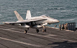 GCA100239M
An F/A-18C Hornet trap landing aboard USS George H.W. Bush.