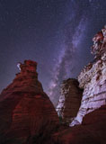 JDA100044S
The Milky Way rises above the Wedding Party rock formation in Oklahoma.