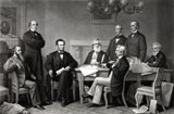 JPA100371M
Digitally restored picture of President Lincoln reading the Emancipation Proclamation to his cabinet.