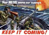 JPA100538M
Vintage World War II poster of ships at sea firing artillery rounds.
