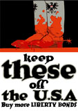 JPA100590M
World War I poster of blood stained boots showing the German imperial eagle.