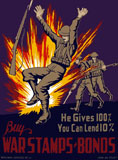 JPA100613M
Vintage World War II poster of three soldiers in combat.
