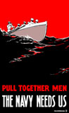JPA100621M
Vintage World War I poster of a group of sailors rowing a boat.