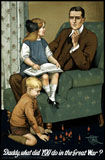 JPA100644M
World War I poster of a little girl sitting on her father's lap and a boy playing with toys.