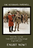 JPA100645M
World War I poster of an old gray haired veteran bidding farewell to a young soldier.