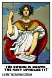 JPA100692M
Vintage World War One poster of Lady Liberty holding a sword and a scroll.