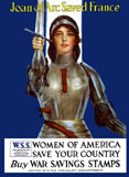 JPA100696M
Vintage World War One poster of Joan of Arc wearing armor, raising a sword.