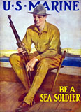 JPA100708M
Vintage World War One poster of a U.S. Marine sitting near the harbor.