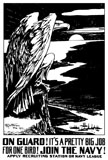 JPA100798M
Vintage World War I poster of a bald eagle overlooking battle ships.