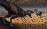 MAS100023P
A Tyrannosaurus Rex spots two passing Triceratops.