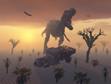MAS100080P
A T. Rex and a dilapidated 1930s style pickup truck