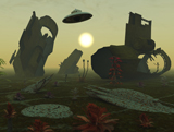 MAS100128S
Artist's concept of an alien scrap yard.