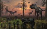 MAS100173P
A herd of Allosaurus dinosaur cause chaos.