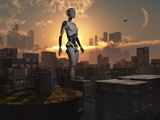 MAS100190S
Artist's concept of androids governing and controlling society.
