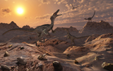 MAS100248P
A pack of carnivorous Velociraptors from the Cretaceous period on Earth.