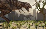 MAS100253P
A pair of Tyrannosaurus Rex explore a city in hopes of finding their next meal.