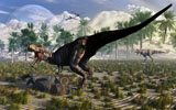 MAS100287P
A Tyrannosaurus Rex guards its meal of a juvenile Triceratops.