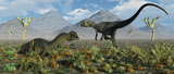 MAS100503P
A pair of Dilophosaurus dinosaurs in a prehistoric environment.