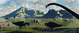 MAS100508P
Parasaurolophus and sauropod dinosaurs share a feeding ground.