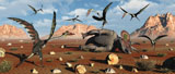 MAS100514P
Quetzalcoatlus scavage at the remains of a dead ceratopsian dinosaur.