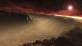 SHB100007S
The sun rises over Gale Crater, Mars.