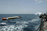 STK0033MX
A recoverable MK-46 Exercise Torpedo is launched from the Guided Missile Destroyer USS Donald Cook.