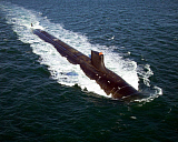 STK100802M
The Seawolf-class nuclear-powered attack submarine USS Jimmy Carter underway during sea trials.