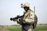 STK101789M
A marine looks at a brand new rocket-propelled grenade launcher.