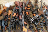 STK102387M
A captured Fedayeen weapons cache of Russian RPK 74 rifles.