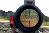 STK102395M
A view looking down range on target through the Mode 72-1403 4x32mm riflescope.