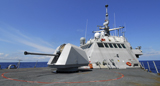 STK103562M
Littoral combat ship USS Freedom transits the Caribbean Sea during its maiden deployment.