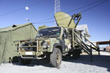 STK104593M
An Australian Defense Force Satellite Terminal Assembly is mounted on a 6x6 vehicle .