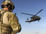 STK104686M
A pararescueman awaits the landing of an HH-60 Pave Hawk.