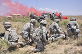 STK105005M
Soldiers prepare to transport a wounded soldier during a medical evacuataion.